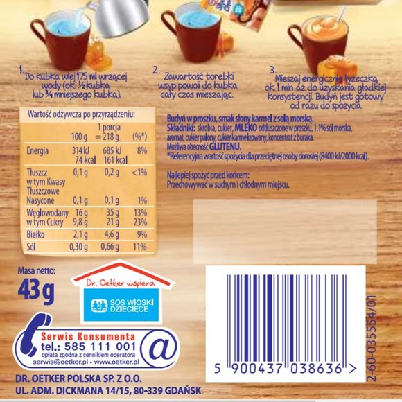 DR.OETKER BUDYŃ SŁODKA CHWILA smak SŁONY KARMEL 43g