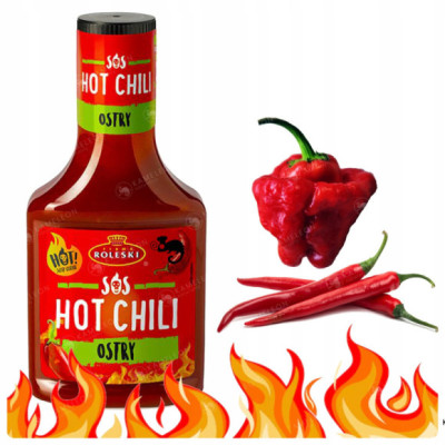 SOS HOT CHILI !! OSTRY !! z chili i papryczką Scotch Bonnet 355G ROLESKI