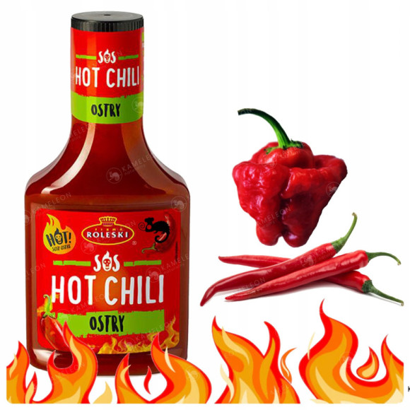 SOS HOT CHILI !! OSTRY !! z chili i papryczką Scotch Bonnet 355G ROLESKI SOS HOT CHILI !! OSTRY !! z chili i papryczką Scotch Bonnet 355G ROLESKI