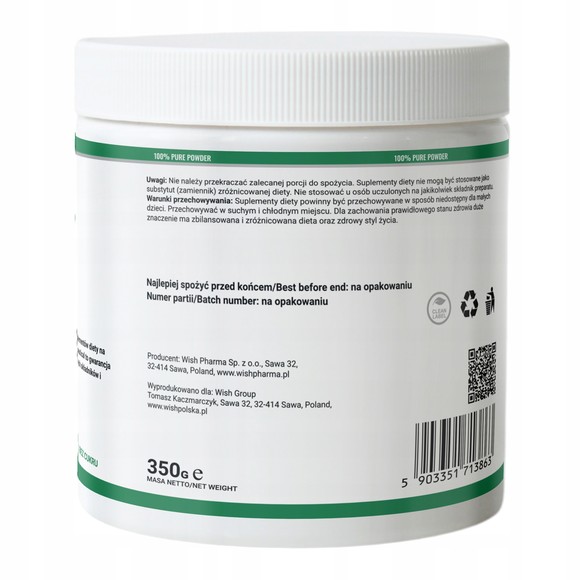 Wish CHLORELLA w proszku 350g pomoc OCZYSZCZENIE ODPORNOŚĆ