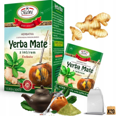 promocja !! MALWA HERBATA YERBA MATE Z IMBIREM IMBIR saszetki