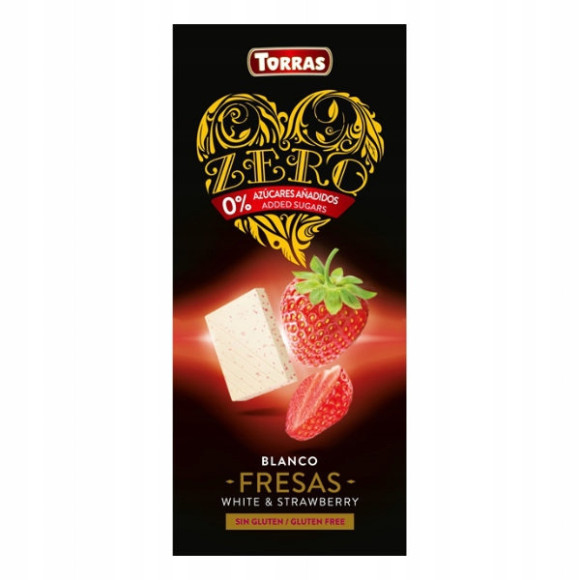 CZEKOLADA BIAŁA Z TRUSKAWKAMI bez CUKRU GLUTENU 125G torras CZEKOLADA BIAŁA Z TRUSKAWKAMI bez CUKRU GLUTENU 125G torras