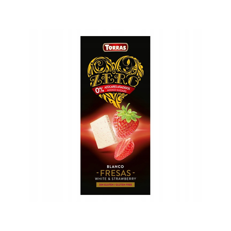 CZEKOLADA BIAŁA Z TRUSKAWKAMI bez CUKRU GLUTENU 125G torras