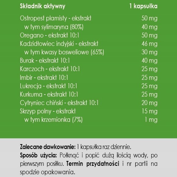 Yango Panaseus FORMUŁA NA TRAWIENIE Ostropest Oregano