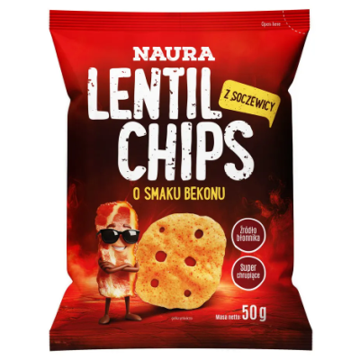 NAURA CHIPSY Z CZERWONEJ SOCZEWICY O SMAKU BEKONU bekonowe