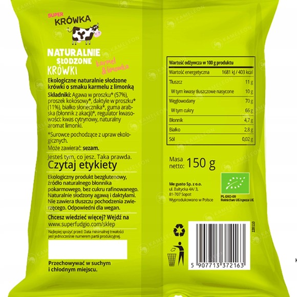 Super FUDGIO Eko vege KRÓWKI WEGAŃSKIE LIMONKA BEZ GLUTENU