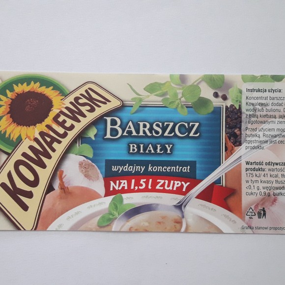 Kowalewski BARSZCZ BIAŁY ŻYTNI Wydajny KONCENTRAT BARSZCZU