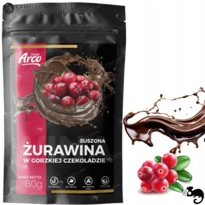 SUSZONA ŻURAWINA W GORZKIEJ CZEKOLADZIE bez glutenu laktozy cukru 80G