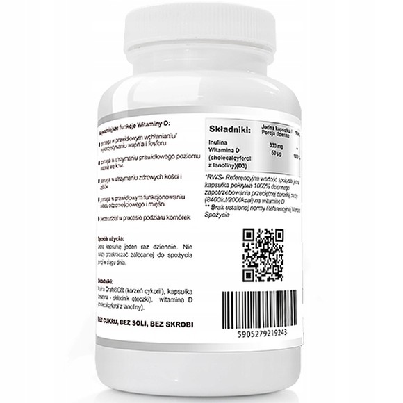 Wish WITAMINA D3 2000IU 50µg PREBIOTYK 120kaps