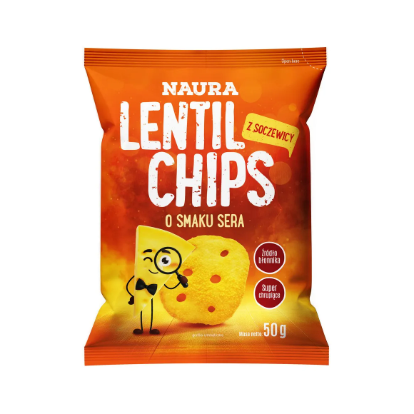 NAURA CHIPSY Z CZERWONEJ SOCZEWICY O SMAKU SERA  serowe 50G