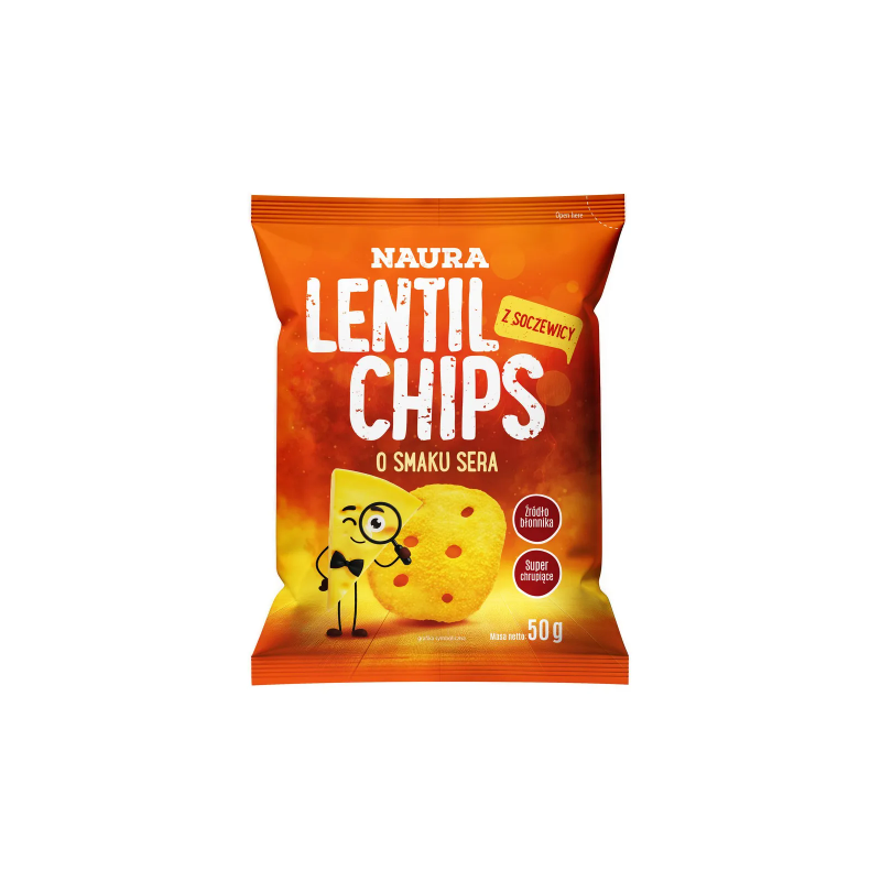 NAURA CHIPSY Z CZERWONEJ SOCZEWICY O SMAKU SERA  serowe 50G