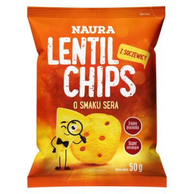 NAURA CHIPSY Z CZERWONEJ SOCZEWICY O SMAKU SERA  serowe 50G