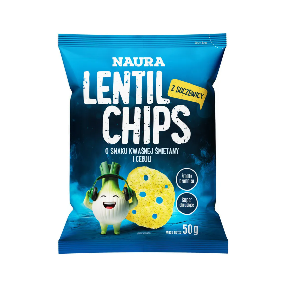 NAURA CHIPSY Z CZERWONEJ SOCZEWICY O SMAKU ŚMIETANY I