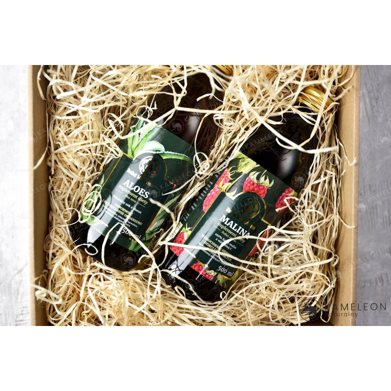 Zestaw SOKÓW 2x SOK MALINA malinowy + ALOES Aloesowy PIEKNY ZDROWY PREZENT