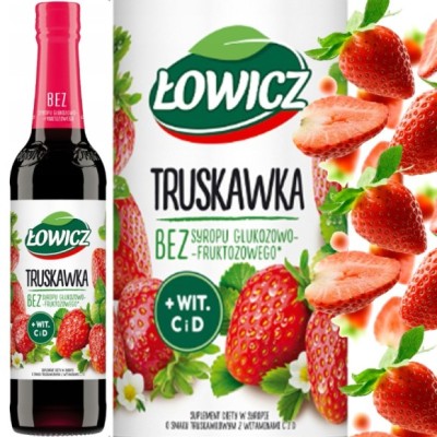 Łowicz SYROP owocowy TRUSKAWKA TRUSKAWKOWY z witaminą C D