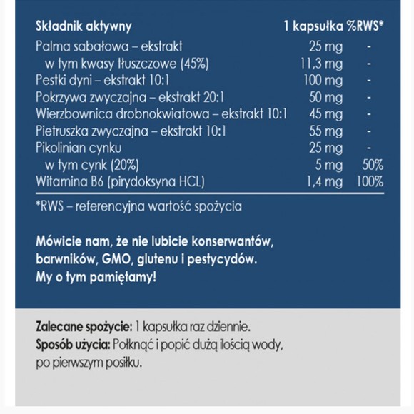 YANGO Panaseus ZDROWA PROSTATA 50kaps Palma Sabałowa