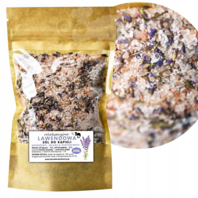 LAWENDOWA SÓL DO KĄPIELI sól Epsom + sól himalajska + lawenda + olejek 200g