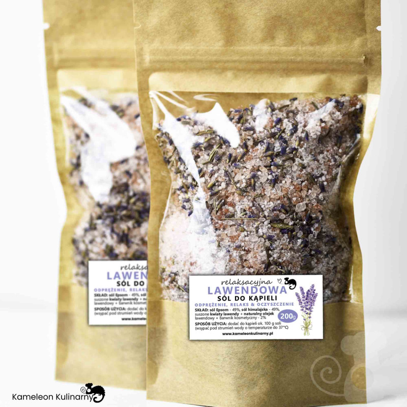LAWENDOWA SÓL DO KĄPIELI sól Epsom + sól himalajska + lawenda + olejek 200g