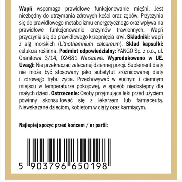 Yango NATURALNY WAPŃ z ALG CZERWONYCH 90kaps wsparcie