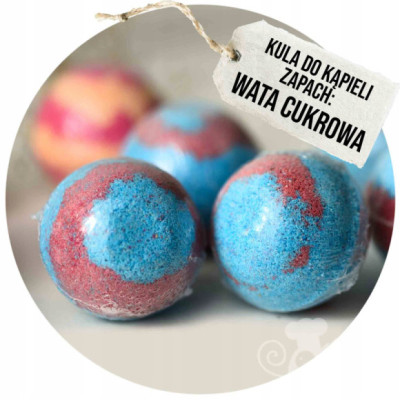 musująca KULA DO KĄPIELI handmade WATA CUKROWA
