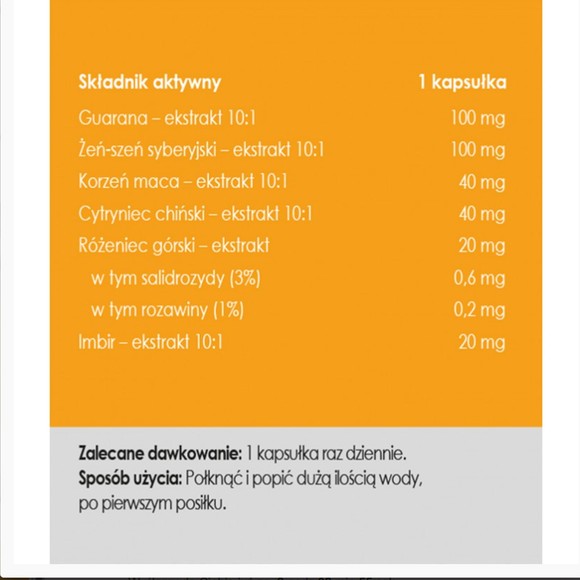 Yango Panaseus ENERGIA guarna żeń szeń różeniec maca