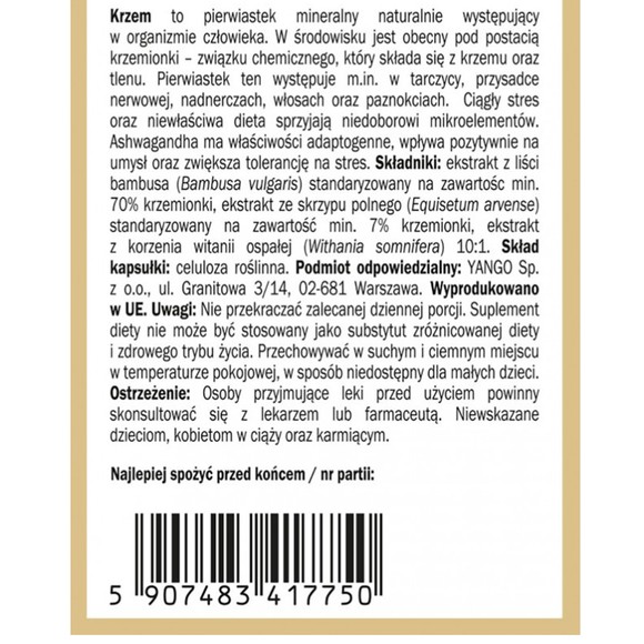Yango KRZEM COMPLEX wsparcie SKÓRA WŁOSY PAZNOKCIE STAWY