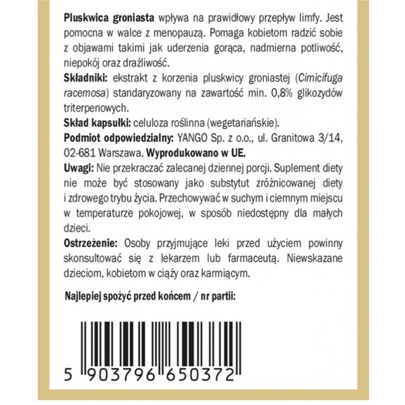 Yango PLUSKWICA GRONIASTA wsparcie MENOPAUZA UKŁAD