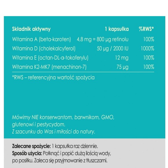 Yango Panaseus ZESTAW WITAMIN ADEK K2MK7 50 kapsułek