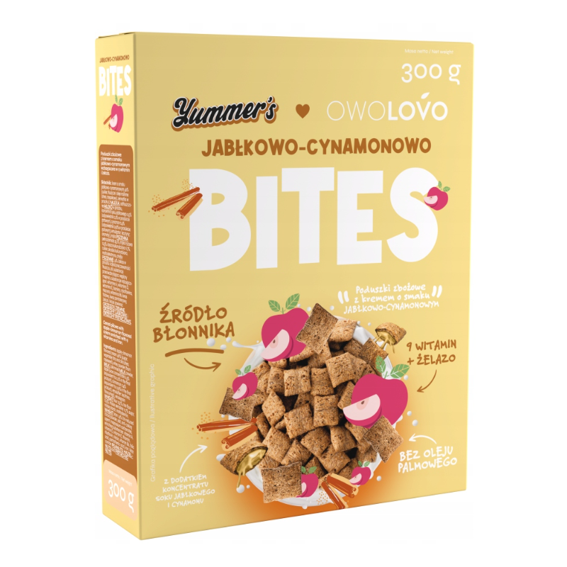 OWOLOVO YUMMER'S BITES PODUSZKI ZBOŻOWE Z KREMEM