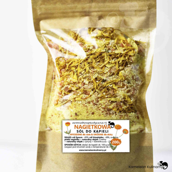 NAGIETKOWA SÓL DO KĄPIELI + cytryna + melisa 200g NAGIETKOWA SÓL DO KĄPIELI + cytryna + melisa 200g