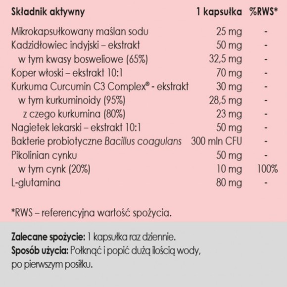 Yango Panaseus FORMUŁA NA JELITA maślan sodu bakterie