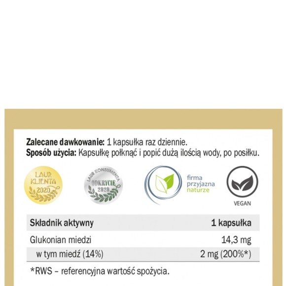 Yango MIEDŹ FORMA ORGANICZNA wprawie UKŁAD NERWOWY
