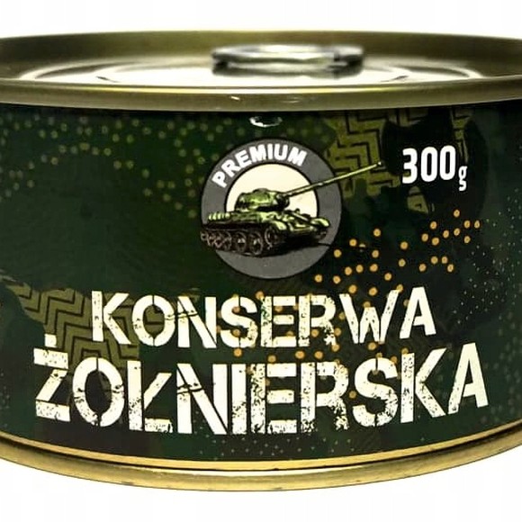 KONSERWA WOJSKOWA ŻOŁNIERSKA 300g 0,3KG MIĘSNA W PUSZCE