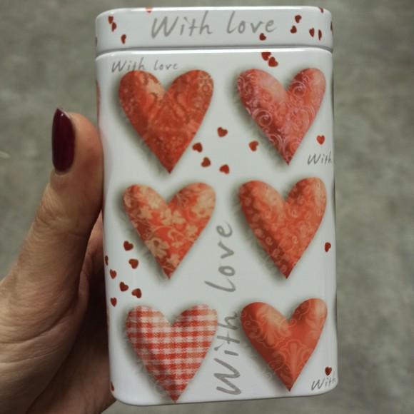 PUSZKA METALOWA DUŻA na herbatę kawę SERCA LOVE 70x70x100