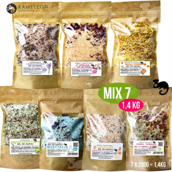 SÓL SOLE ZAPACHOWE DO KĄPIELI kolorowe i pachnące PREZENT MIX 200G x7 1,4KG SÓL SOLE ZAPACHOWE DO KĄPIELI kolorowe i pachnące PREZENT MIX 200G x7 1,4KG