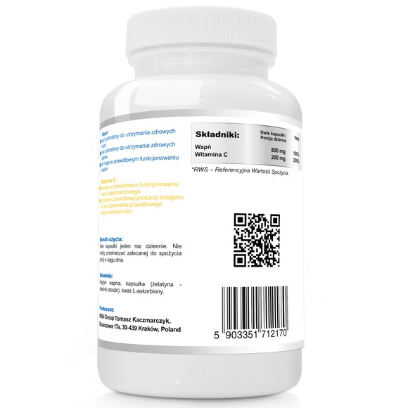 Wish CALCIUM + WITAMINA C WAPŃ 400mg 50% RSW 120 kaps na 2