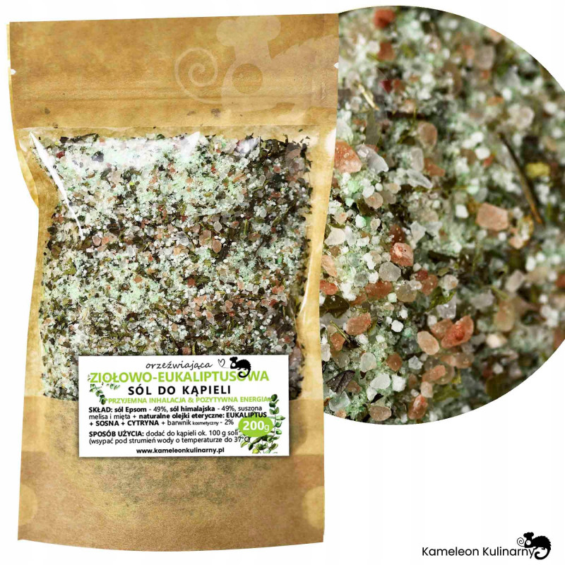 ZIOŁOWO-EUKALIPTUSOWA SÓL DO KĄPIELI ziołowa 200g