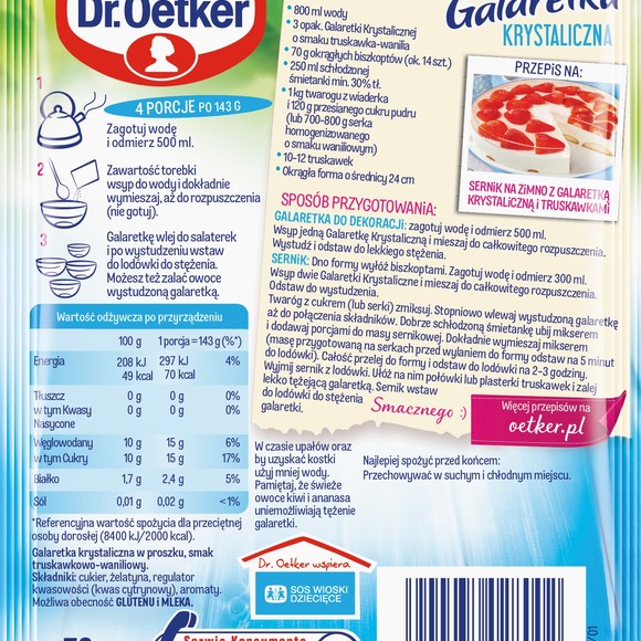 Dr.Oetker  GALARETKA KRYSTALICZNA TRUSKAWKOWO-WANILIOWA