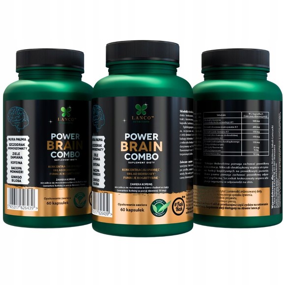 Lanco POWER BRAIN COMBO Nootropiki 60kaps wsparcie: PAMIĘĆ