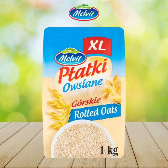 Melvit PŁATKI OWSIANE GÓRSKIE XXL 1000g 1KG źródło błonnika