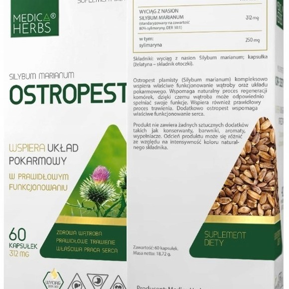 Medica Herbs OSTROPEST 312mg SYLIMARYNA 250mg 60kaps
