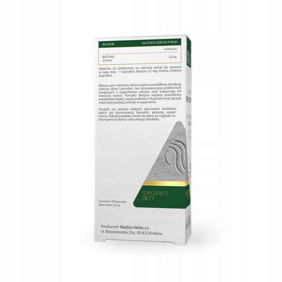 Medica Herbs BIOTYNA WITAMINA B7 H 60kaps wsparcie WŁOSY