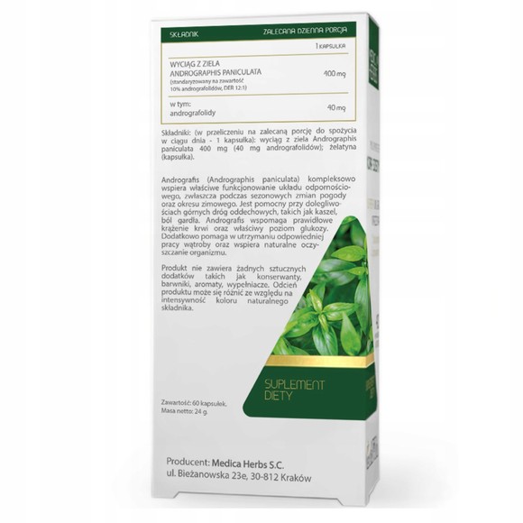 Medica Herbs ANDROGRAFIS Brodziuszka 400mg 60kps wsparcie