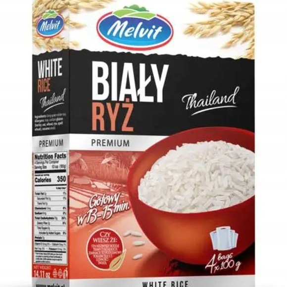 Melvit RyŻ BIAŁY THAILAND PREMIUM 4x 100g 0,4KG gotowy w