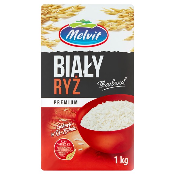 Melvit RYŻ BIAŁY THAILAND PREMIUM 1000g 1KG gotowy w 13-15