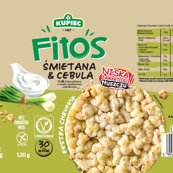 Kupiec FITOS WAFLE smakowe KUKURYDZIANE ŚMIETANA CEBULA