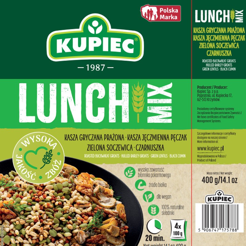 Kupiec LUNCH MIX KASZA GRYCZANA PĘCZAK SOCZEWICA CZARNUSZKA