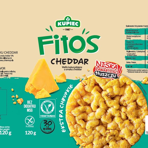 Kupiec FITOS WAFLE smakowe KUKURYDZIANE o smaku CHEDDAR