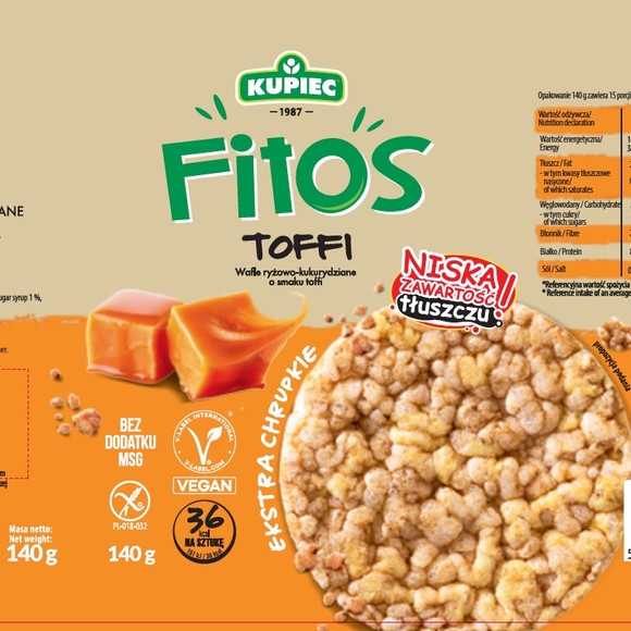 Kupiec FITOS WAFLE smakowe RYŻOWO KUKURYDZIANE TOFFI