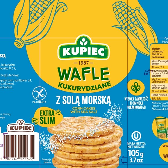 Kupiec WAFLE KUKURYDZIANE Z SOLĄ MORSKĄ bezglutenowe